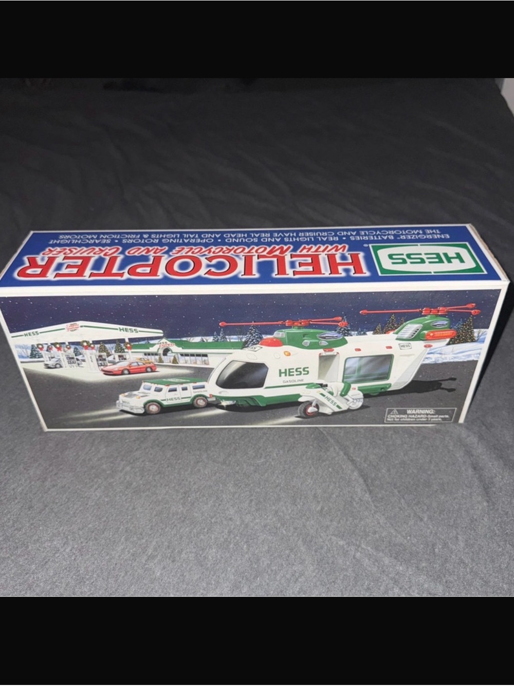 Vintage Hess Helicopter Set with Lights Sound Motorcycle & Cruiser NIB Y2K 2001